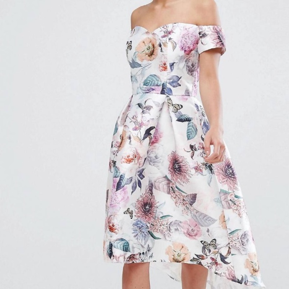 Printed off the  shoulder midi dress